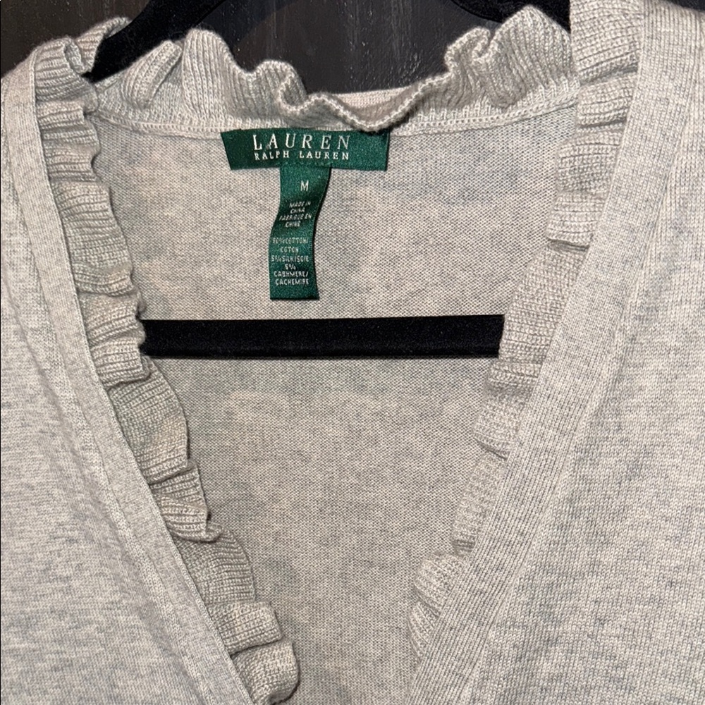 Ralph Lauren Gray Cardigan Sweater Classic Knit - Picture 5 of 15